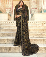 Vishal Prints Black Brasso Saree With Border