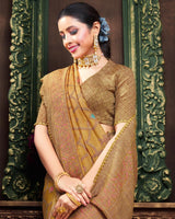 Vishal Prints Sand Brown Cotton Brasso Saree With Fancy Border