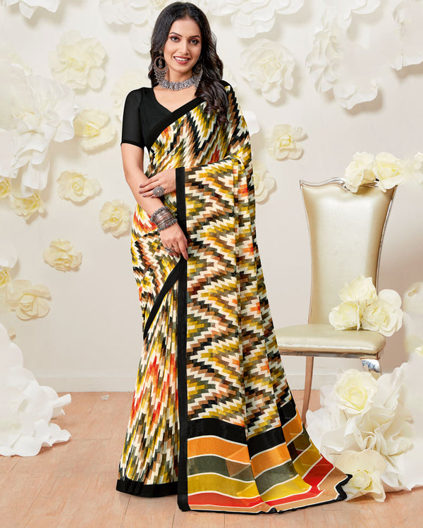 Vishal Prints Black Printed Georgette Saree