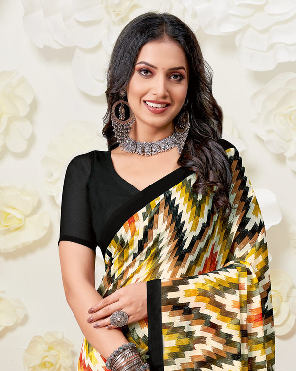 Vishal Prints Black Printed Georgette Saree