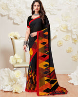 Vishal Prints Black Printed Georgette Saree