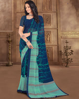 Vishal Prints Navy Blue Printed Georgette Saree