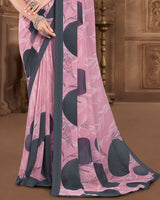 Vishal Prints Baby Pink Printed Georgette Saree