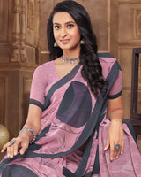 Vishal Prints Baby Pink Printed Georgette Saree