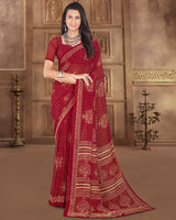 Vishal Prints Burgundy Printed Georgette Saree