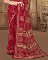 Vishal Prints Burgundy Printed Georgette Saree