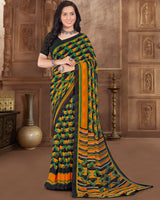 Vishal Prints Black Printed Georgette Saree