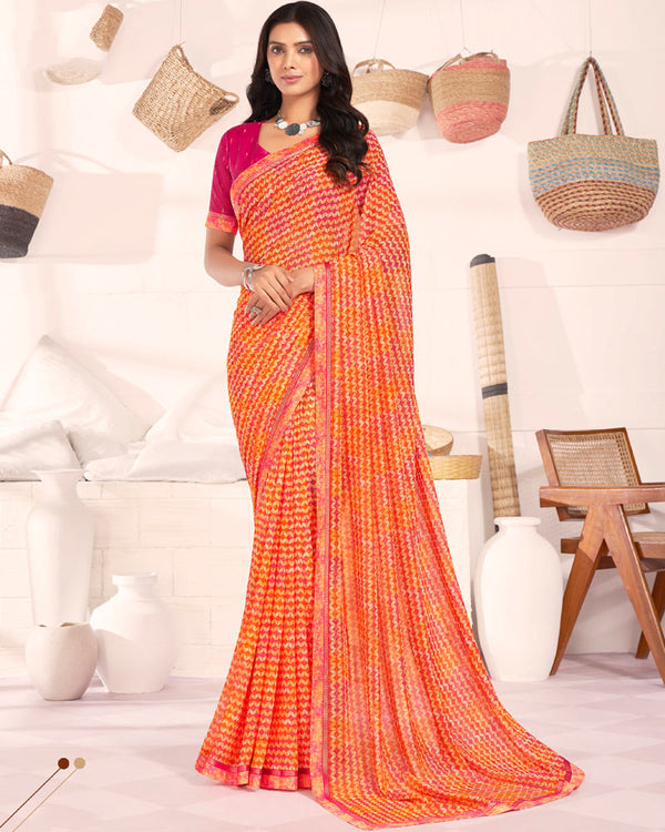 Vishal Prints Multi Color Printed Georgette Saree With Fancy Border