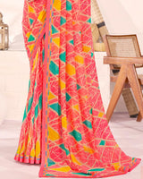 Vishal Prints Coral Printed Georgette Saree With Fancy Border