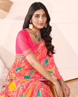 Vishal Prints Coral Printed Georgette Saree With Fancy Border