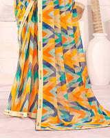 Vishal Prints Multi Color Printed Georgette Saree With Fancy Border