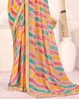 Vishal Prints Pastel Brown Printed Georgette Saree With Fancy Border