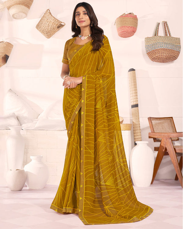 Vishal Prints Pirate Gold Printed Georgette Saree With Fancy Border