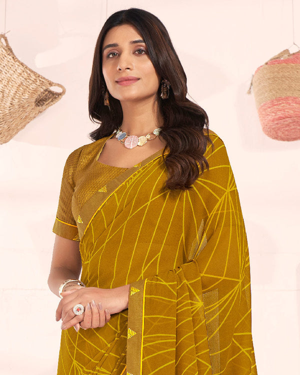 Vishal Prints Pirate Gold Printed Georgette Saree With Fancy Border