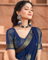 Vishal Prints Blue Georgette Saree With Foil Work And Zari Border