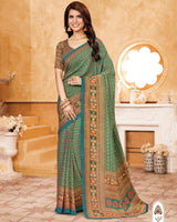 Vishal Prints Deep Sea Green Criva Crepe Digital Print Saree