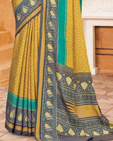 Vishal Prints Light Mustard Criva Crepe Digital Print Saree