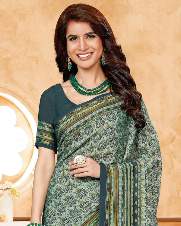 Vishal Prints Sea Green Criva Crepe Digital Print Saree