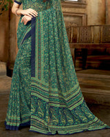 Vishal Prints Teal Digital Print Georgette Saree