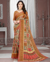 Vishal Prints Brown Digital Print Criva Crepe Saree