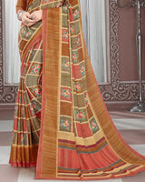 Vishal Prints Brown Digital Print Criva Crepe Saree