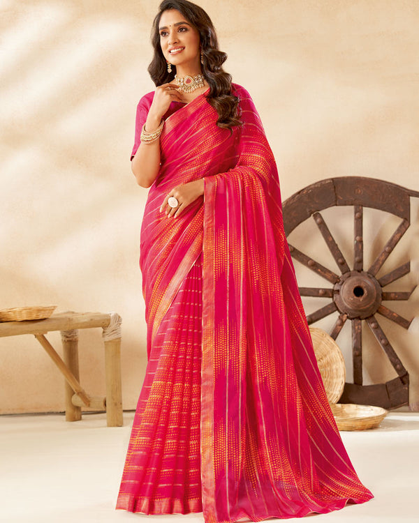 Vishal Prints Blush Pink Printed Fancy Chiffon Saree With Core Piping