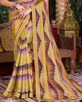 Vishal Prints Sand Brown Printed Fancy Chiffon Saree With Border