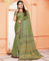 Vishal Prints Sea Green Digital Print Brasso Saree