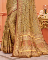 Vishal Prints Dark Sand Digital Print Brasso Saree