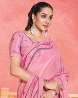 Vishal Prints Pink Printed Patterned Georgette Saree With Fancy Border