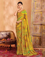 Vishal Prints Sand Brown Printed Georgette Saree With Fancy Border