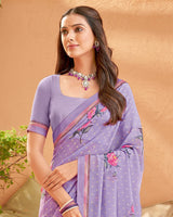 Vishal Prints Pastel Violet Printed Georgette Saree With Fancy Border