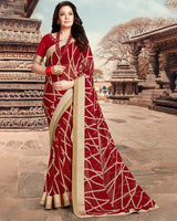 Vishal Prints Maroon Printed Georgette Saree With Border