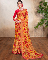 Vishal Prints Fawn Printed Chiffon Saree With Border