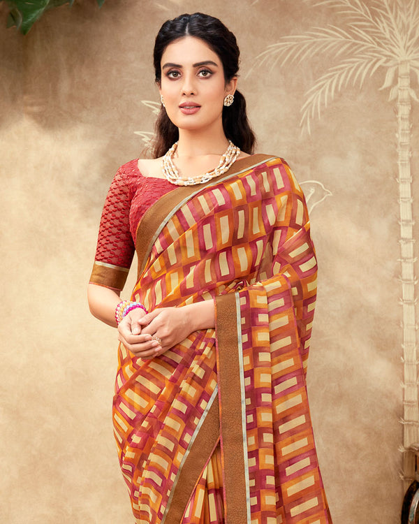 Vishal Prints Multi Color Printed Georgette Saree With Fancy Border