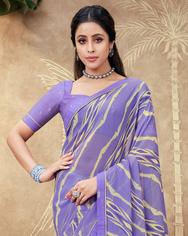 Vishal Prints East Side Violet Printed Georgette Saree With Fancy Border