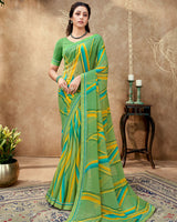 Vishal Prints De York Green Printed Georgette Saree With Fancy Border