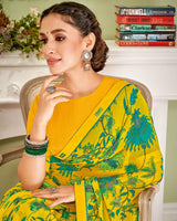 Vishal Prints Yellow Printed Georgette Saree With Fancy Border