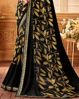 Vishal Prints Black Printed Georgette Saree With Fancy Border