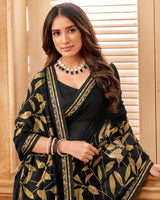 Vishal Prints Black Printed Georgette Saree With Fancy Border