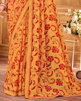 Vishal Prints Pale Orange Printed Georgette Saree With Fancy Border