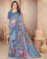 Vishal Prints Pastel Blue Digital Print Georgette Saree