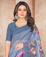 Vishal Prints Pastel Blue Digital Print Georgette Saree