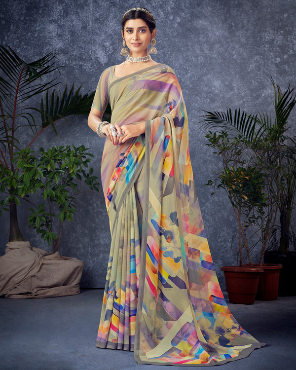 Vishal Prints Sand Digital Print Georgette Saree