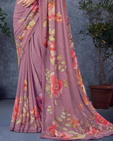 Vishal Prints Mauve Digital Print Georgette Saree