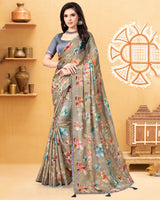 Vishal Prints Sand Digital Print Fancy Chiffon Saree With Tassel