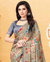 Vishal Prints Sand Digital Print Fancy Chiffon Saree With Tassel