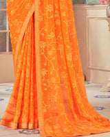 Vishal Prints Orange Designer Patterned Brasso Saree With Zari Border