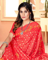 Vishal Prints Pastel Red Digital Print Criva Crepe Saree