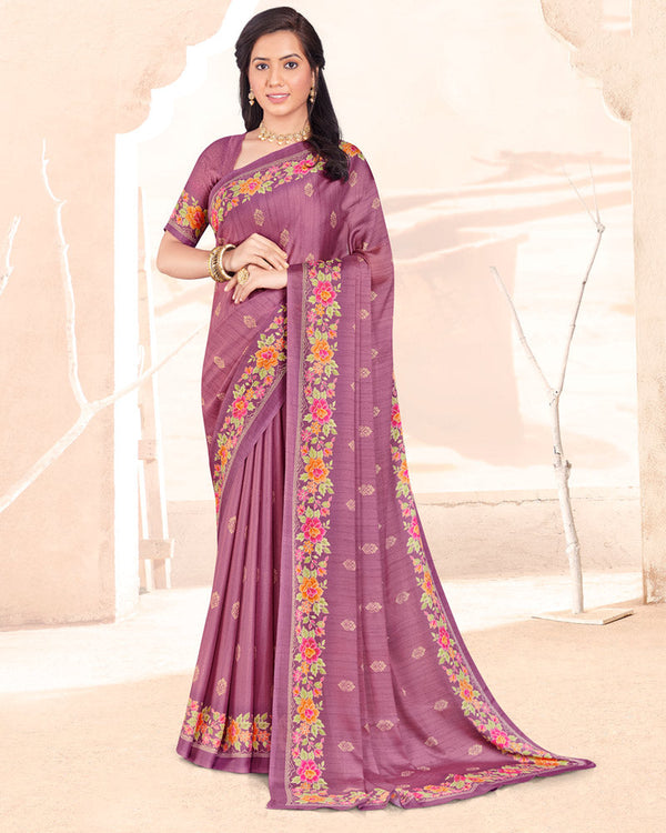 Vishal Prints Mauve Digital Print Criva Crepe Saree